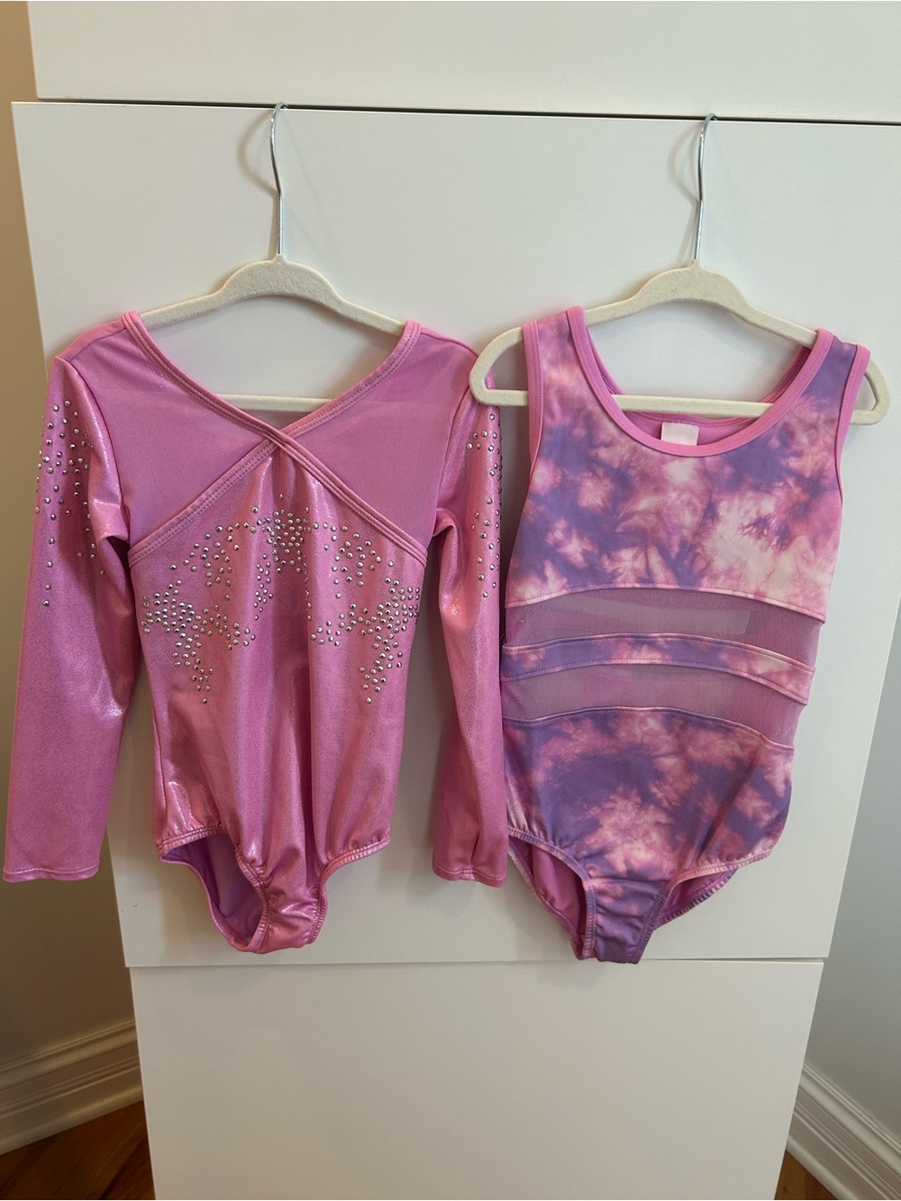 Set of 2 Pink Tie-Dye and Sparkle Dance Leotards - Size XS (4/5)